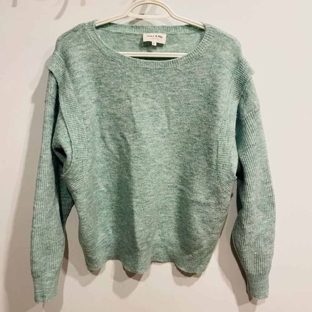 Cozy Knit Crew Neck Sweater - Light Green